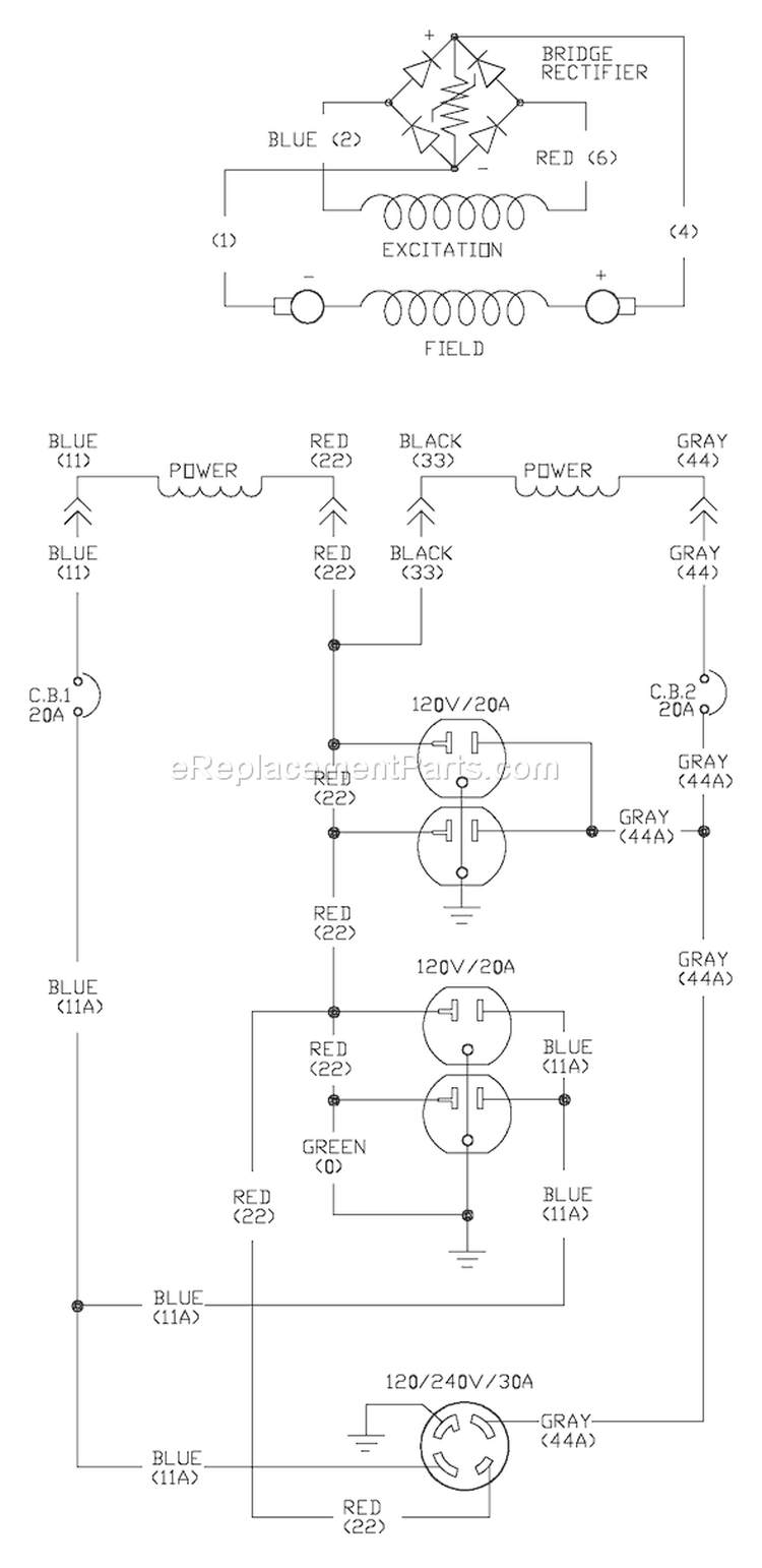 Page E Diagram and Parts List for 030209-2  Briggs and Stratton Generator